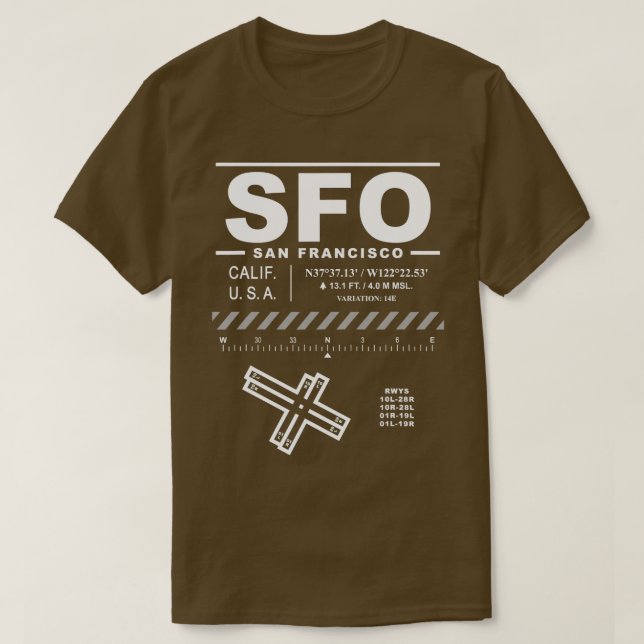 San Francisco Internationell flygplats Kalifornien T Shirt (Design framsida)