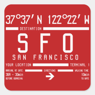 San Francisco Internationell IATA:s flygplatskod S Fyrkantigt Klistermärke