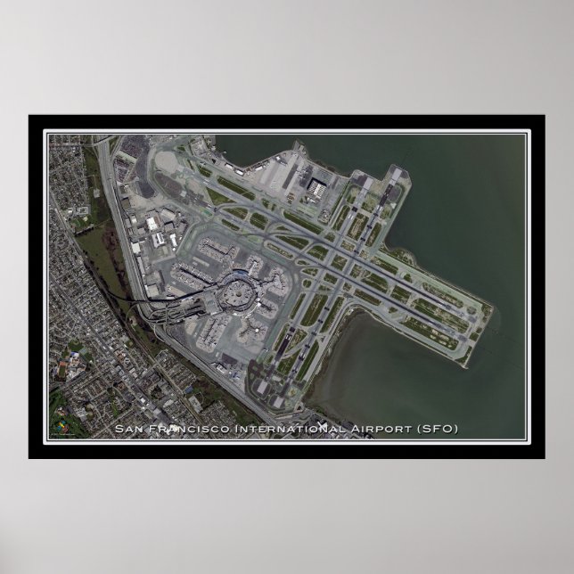 San Francisco Intl Airport Satellite Karta Poster (Framsidan)