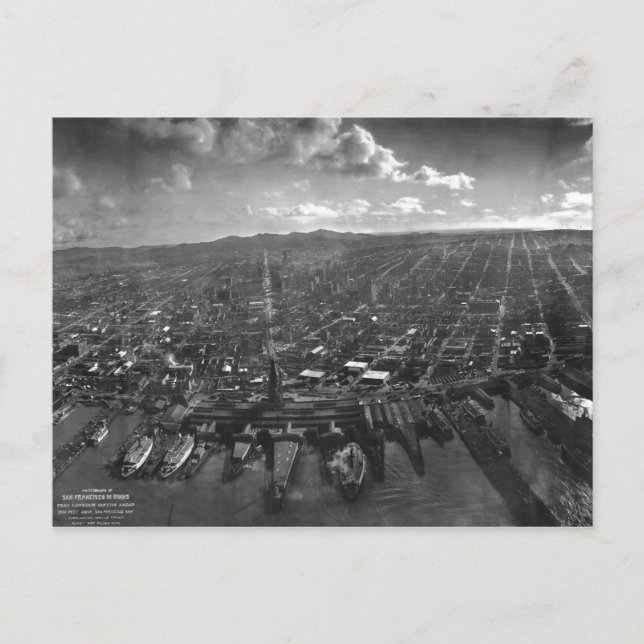 San Francisco jordbävningsruiner panorama 1906 Vykort (Framsida)