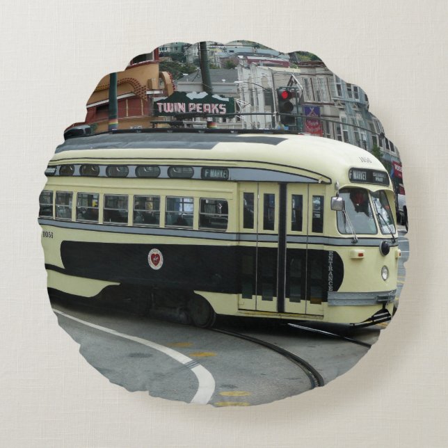 San Francisco Kabeljärnväg Rund Kudde (Framsidan)