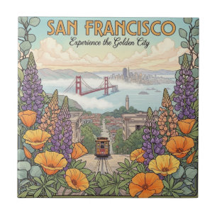 San Francisco Kabelvagn vykort Kakelplatta