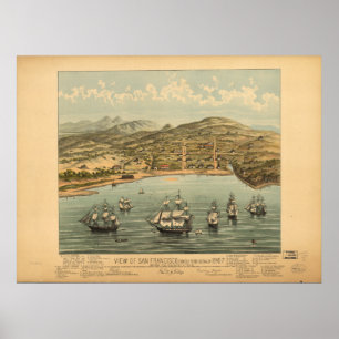 San Francisco Kalifornien 1846 panorama- karta Poster