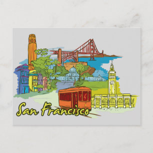 San Francisco, Kalifornien Berömd City Vykort