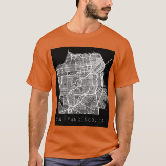 San Francisco Kalifornien CA stads karta svart och T Shirt