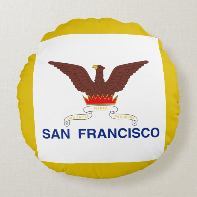 San Francisco (Kalifornien) City flagga Rund Kudde (Framsidan)