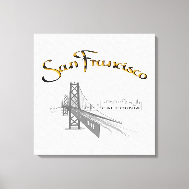 San Francisco, Kalifornien Grått Guld Canvastryck (Framsida)