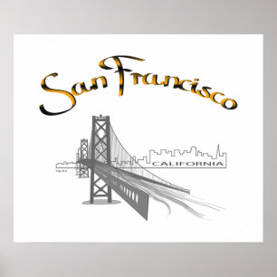 San Francisco, Kalifornien Grått Guld Poster