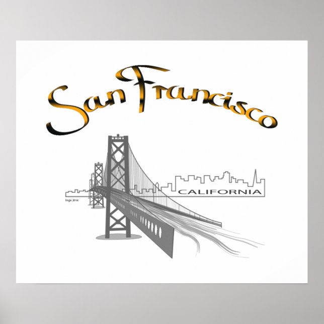 San Francisco, Kalifornien Grått Guld Poster (Framsidan)