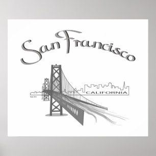 San Francisco, Kalifornien - Grått Poster