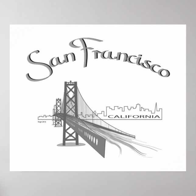 San Francisco, Kalifornien - Grått Poster (Framsidan)