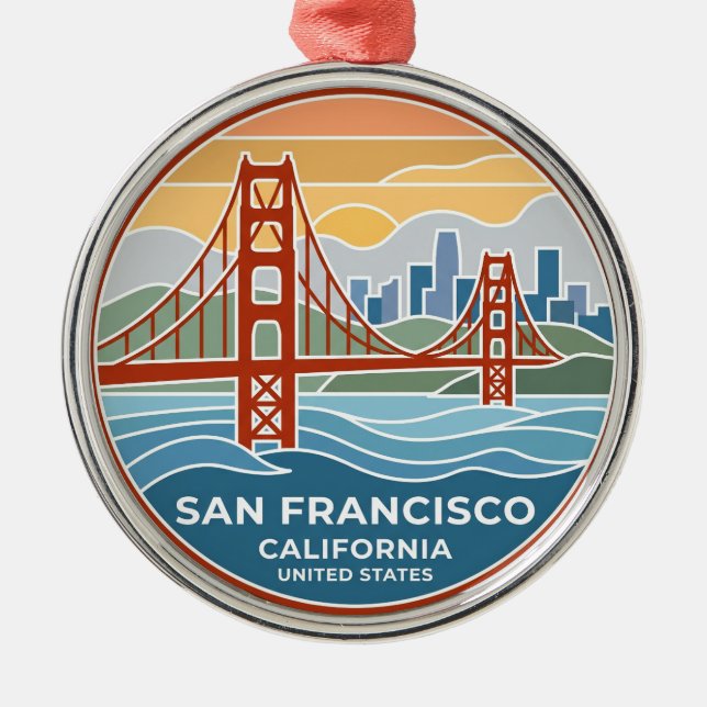 San Francisco Kalifornien Julgransprydnad Metall (Framsidan)