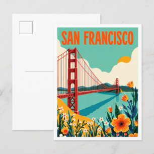 San Francisco Kalifornien Konst Illustration Resa Vykort