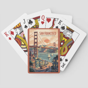 San Francisco Kalifornien Siluett Resa Konst Retro Casinokort