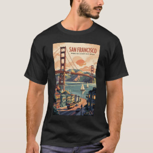 San Francisco Kalifornien Siluett Resa Konst Retro T Shirt