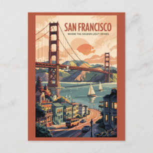 San Francisco Kalifornien Siluett Resa Konst Retro Vykort