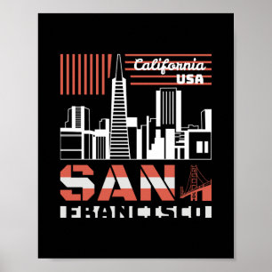 San Francisco Kalifornien Siluett Retro UrbanDesig Poster
