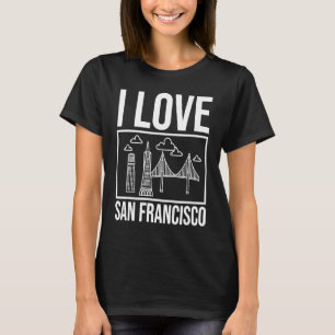 San Francisco Kalifornien Stad Siluett Karta Resa T Shirt