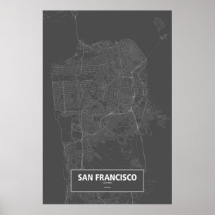 San Francisco, Kalifornien (svart) Poster