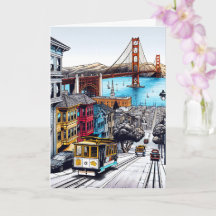 San Francisco, Kalifornien Tecknad Bok Stil Art