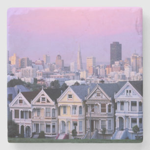 San Francisco, Kalifornien. Vy över Victorian Underlägg Sten