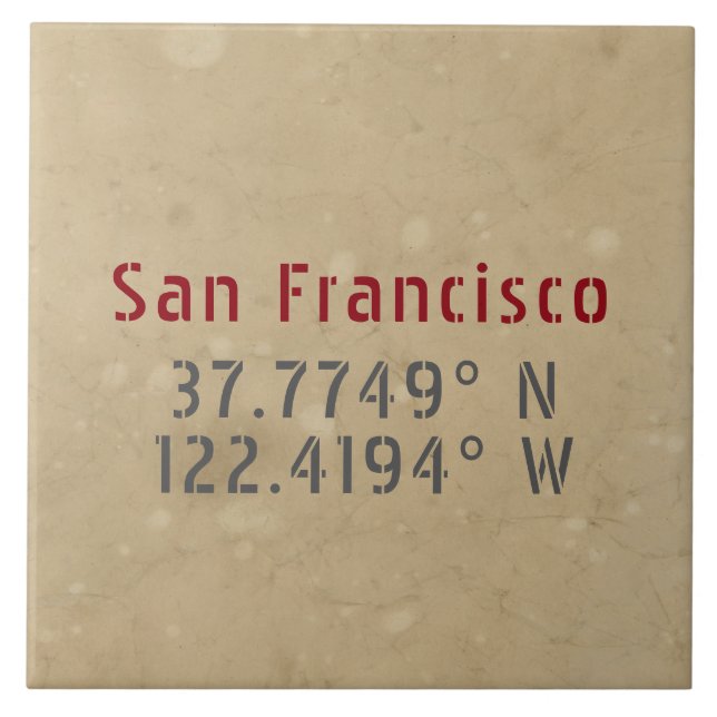 San Francisco Karta Coordinates Urban Kakelplatta (Framsidan)