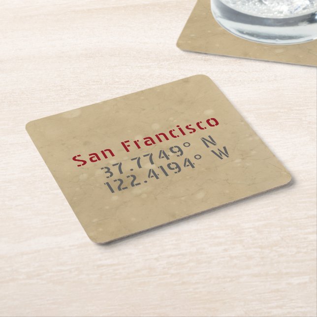 San Francisco Karta Coordinates Urban Underlägg Papper Kvadrat (Vinklad)