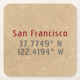 San Francisco Karta Coordinates Urban Underlägg Papper Kvadrat