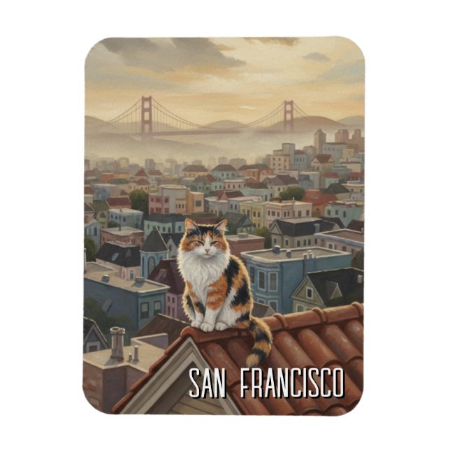 San Francisco Katt på taket Magnet (Vertikal)