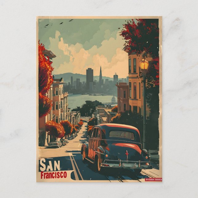 San Francisco Kust Nostalgi Vintage Vykort (Framsida)