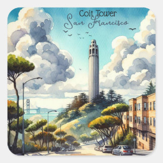 San Francisco Landmark Souvenir Fyrkantigt Klistermärke