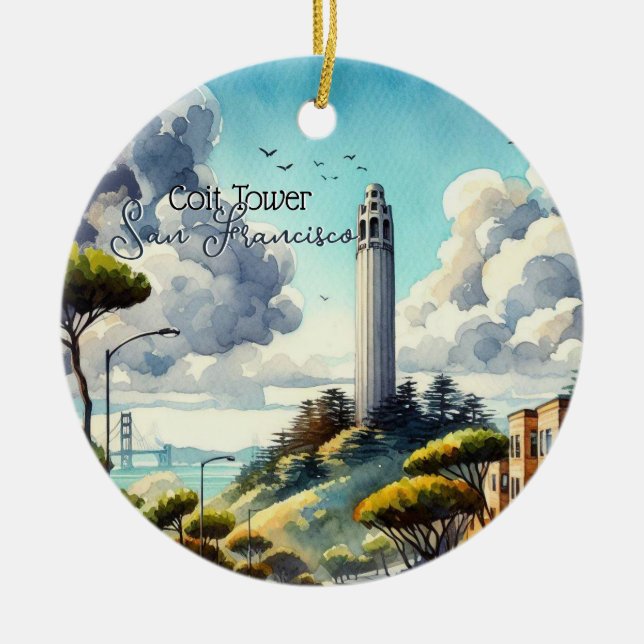 San Francisco Landmark Souvenir Julgransprydnad Keramik (Framsidan)