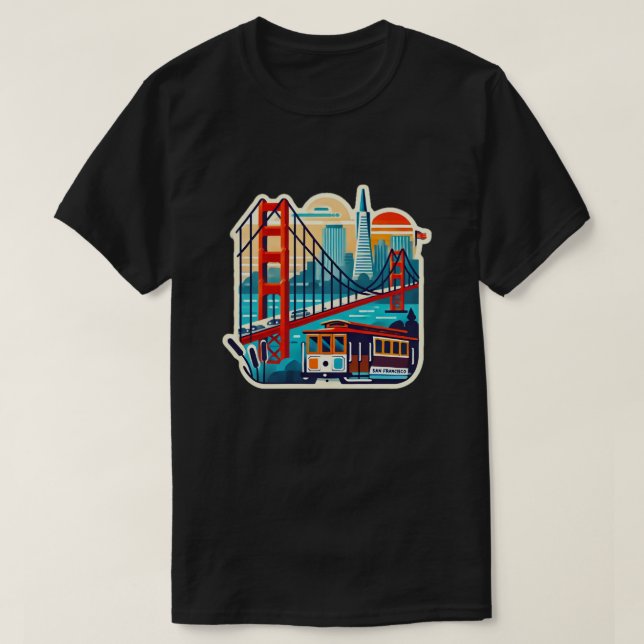 San Francisco Landmarks Golden Grind Cable Car T Shirt (Design framsida)