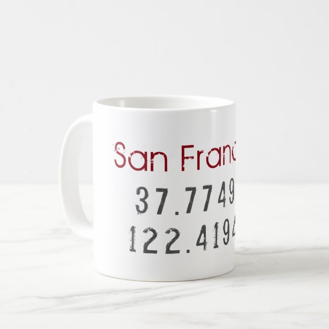 San Francisco Latitud Longitud Kaffemugg (Framsida vänster)
