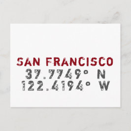 San Francisco Latitude Longitud-vykort Vykort