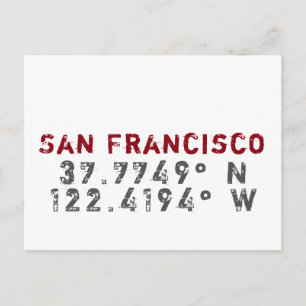 San Francisco Latitude Longitud-vykort Vykort