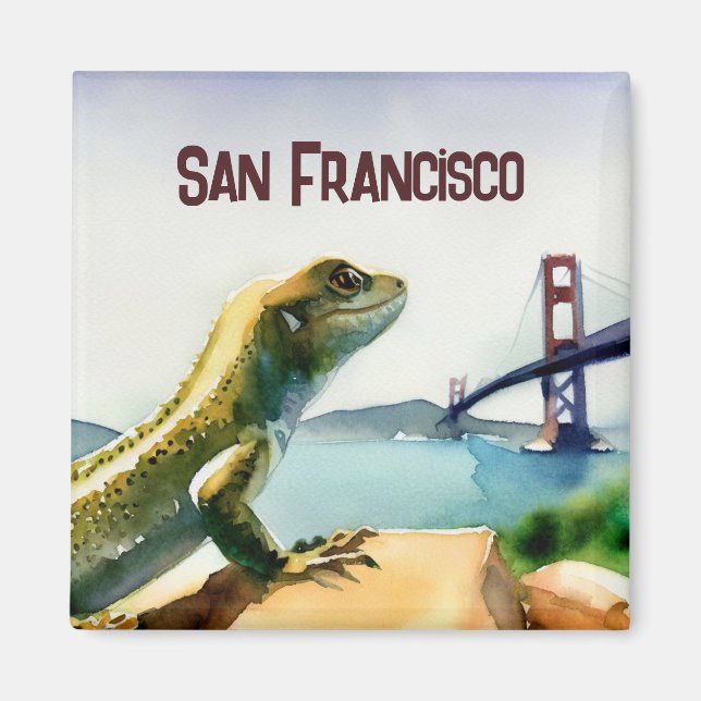 San Francisco Lizard Golden Grind Bridge Souvenir Magnet (Framsidan)