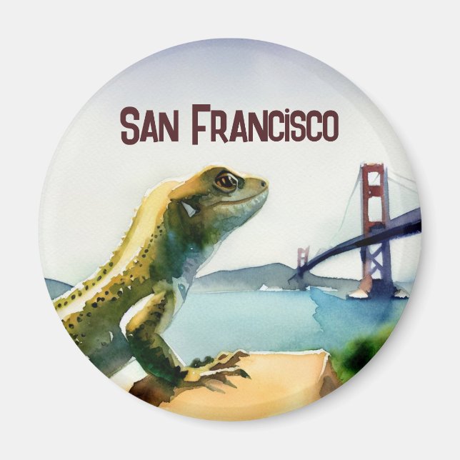 San Francisco Lizard Golden Grind Bridge Souvenir Magnet (Framsidan)