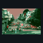 San Francisco Lombard Street - pop Art-utskrift Poster<br><div class="desc">SAN FRANCISCO LOMBARD STREET - en digitalmålning av San Francisco's Lombard Street,  världens mest skämtsamma färgad,  skapat i en Pop Art stil på 1960-talet - American Fine Art Poster Prints är en unik gåva till vänner och familj,  eller behandla dig själv!</div>