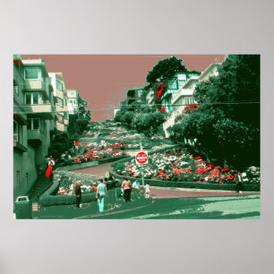 San Francisco Lombard Street - pop Art-utskrift Poster