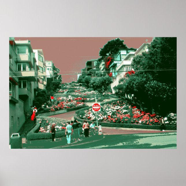 San Francisco Lombard Street - pop Art-utskrift Poster (Framsidan)