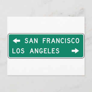 San Francisco Los Angeles Highway Sign Vykort