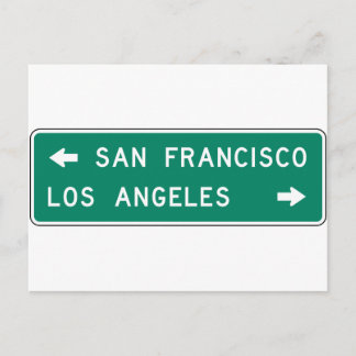 San Francisco Los Angeles Highway Sign Vykort