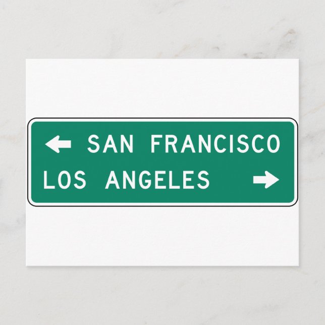 San Francisco Los Angeles Highway Sign Vykort (Framsida)