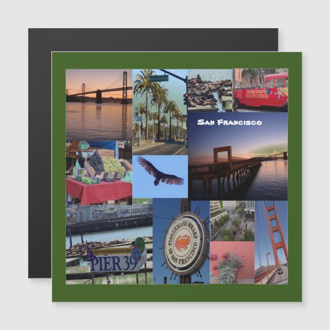 San Francisco-magnetiskt kort (Fram/baksida)