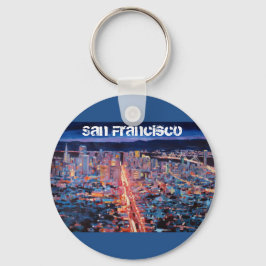 San Francisco - marknadsgatunatt från tvillingtopp Nyckelring