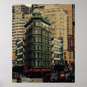San Francisco North Beach Grönt Byggnad Poster