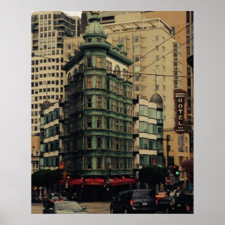 San Francisco North Beach Grönt Byggnad Poster