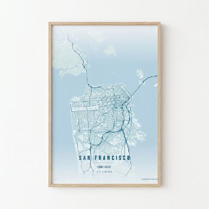 San Francisco Oceantryck Kartaffisch Väggkonst Pre