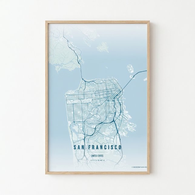 San Francisco Oceantryck Kartaffisch Väggkonst Pre (Skapare uppladdad)